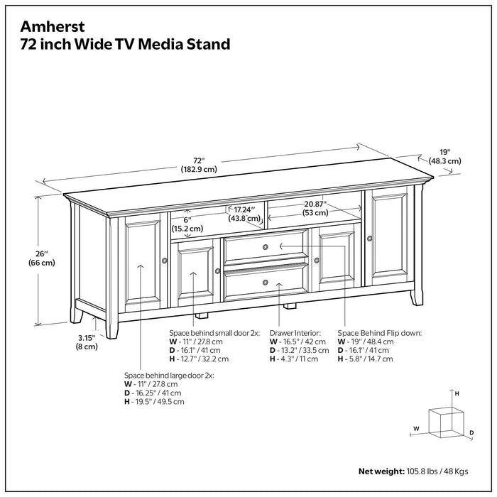 Amherst - Handcrafted Wide TV Media Stand Simpli-Home