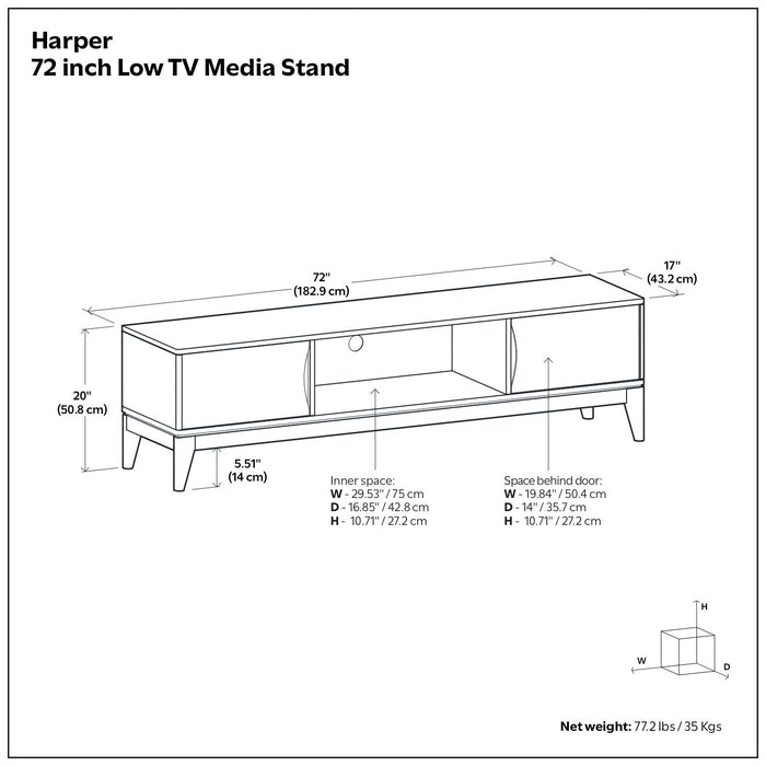 Harper - Low TV Media Stand - Walnut Brown Simpli-Home