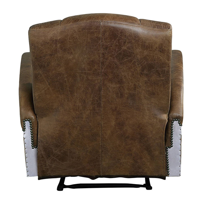 Brancaster - Power Motion Recliner - Retro Brown Top Grain Leather & Aluminum ACME
