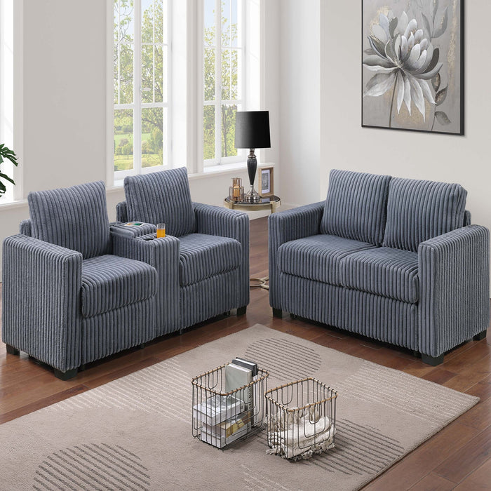 Modern Style 2 Piece Sofa Set With Cup Holders & Charging Port Home Essentials