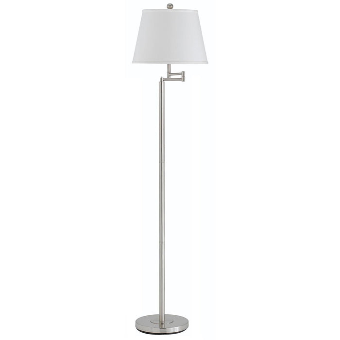 Swing Arm Floor Lamp With White Square Shade - Nickel