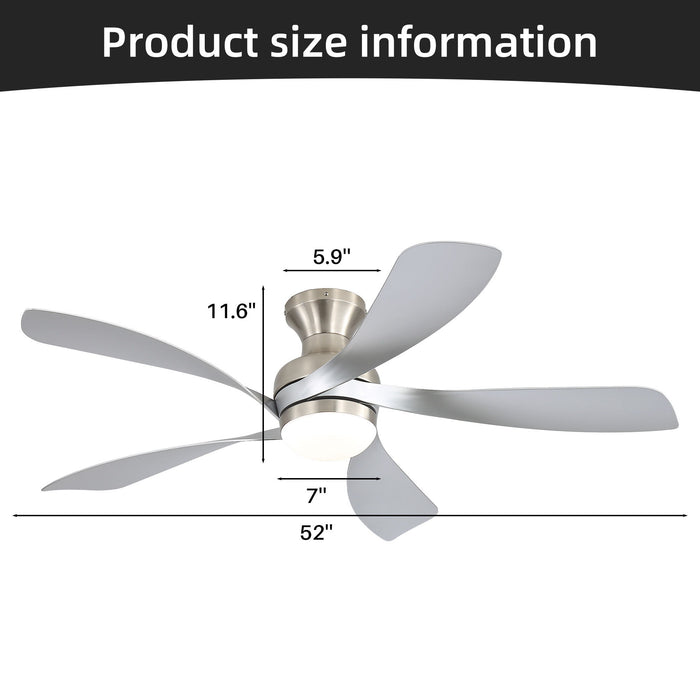52" Ceiling Fan With 3 Color Dimmable LED Light, DC Reversible Motor, 6 Speed Settings Daily Nest