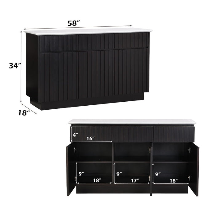 Jaramillo - Server - Engineering Marble Top & Black ACME
