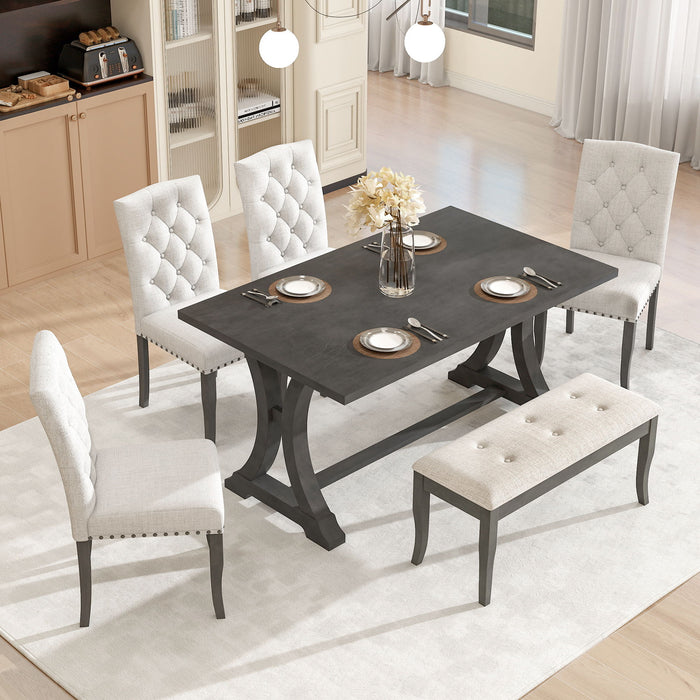 Dining Table Set With 4 Upholstered Chairs And Bench Hearth and Haven