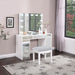 Winona - Makeup Vanity Set With Bulb Lit Mirror And Upholstered Stool - White Furniture Max