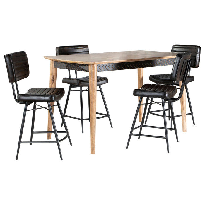 Senko - 5 Piece Counter Dining Set With Upholstered Chairs - Antique Espresso Furniture Max