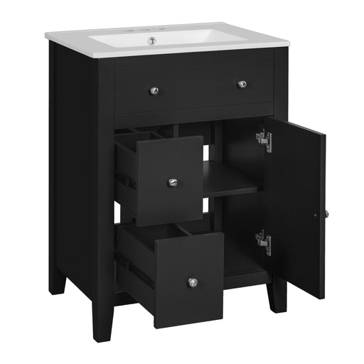Bathroom Vanity With Basin, Rectangular Cabinet With 2 Drawers And Soft Closing Door Hearth and Haven