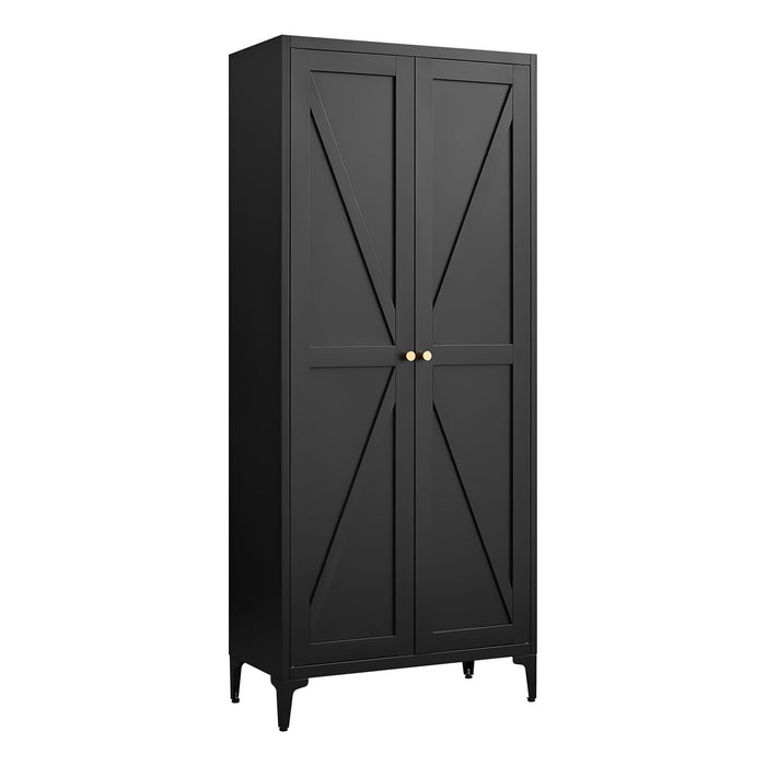 Adjustable 2 Door Kitchen Pantry Cabinet With Striped Design Home Essentials