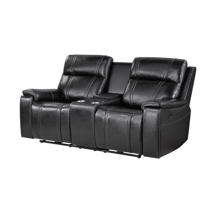 Gary - Power Reclining Loveseat With Cooler In Center Console - Black Global Furniture USA