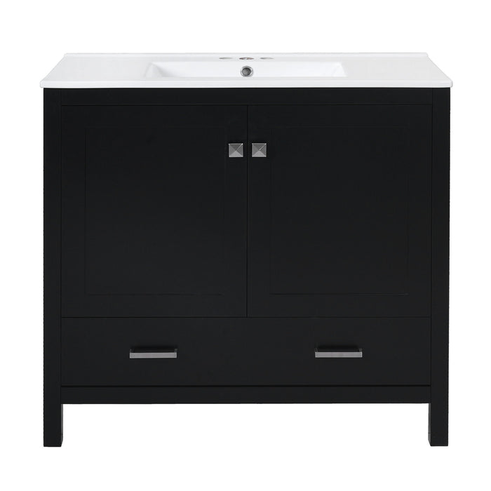 Bathroom Vanity With Sink, Soft Close Doors, Double Shelves & Divided Drawer Hearth and Haven