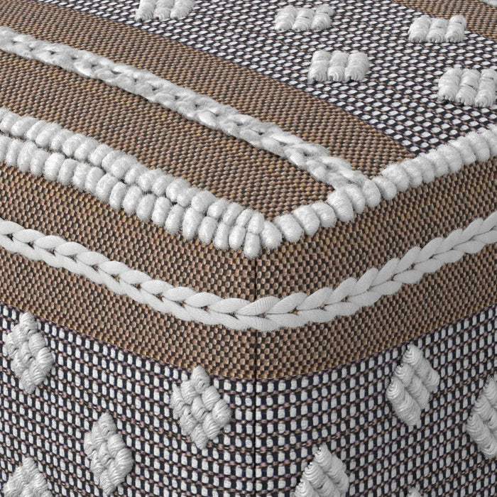 Mapleton - Outdoor / Indoor Pouf - Beige Gray / White Simpli-Home
