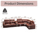 6 Piece Modular Sectional Sofa With 2 Cup Holders, Adjustable Recliners - Dark Brown Home Essentials
