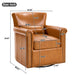 Swivel Accent Chair With Rolled Arm, Sewn Pillow Back, Nailhead Trim For Living Room Noble House