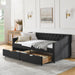 Upholstered Tufted Daybed With 2 Drawers, Waved Arms Home Essentials