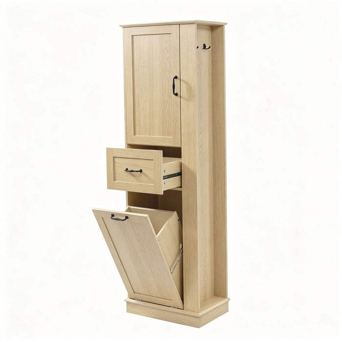 Modern Tall Storage Cabinet With Tilt-Out Compartment, Adjustable Shelves Hearth and Haven