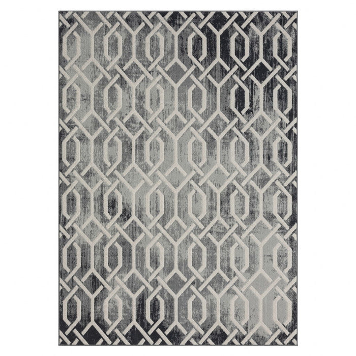 5' x 7' Geometric Polyester Area Rug - Gray