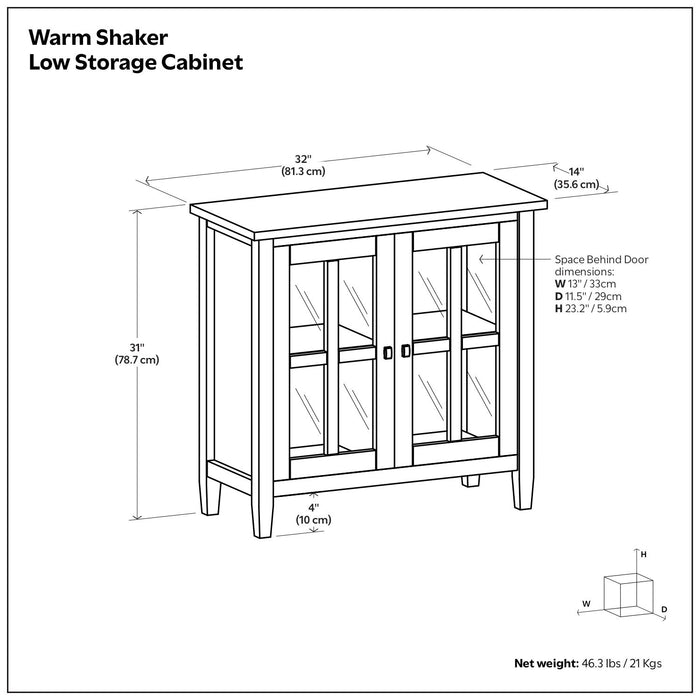 Warm Shaker - Handcrafted Low Storage Cabinet Simpli-Home