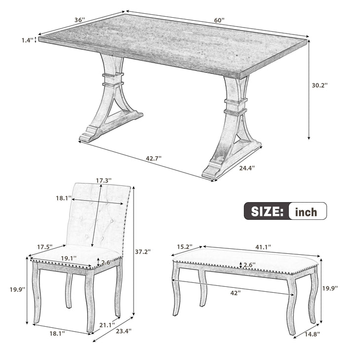 Dining Set With Bench, 6 Piece Hearth and Haven