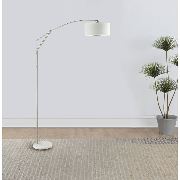 Jamison - Drum Shade Arc Adjustable Floor Lamp - Chrome Furniture Max