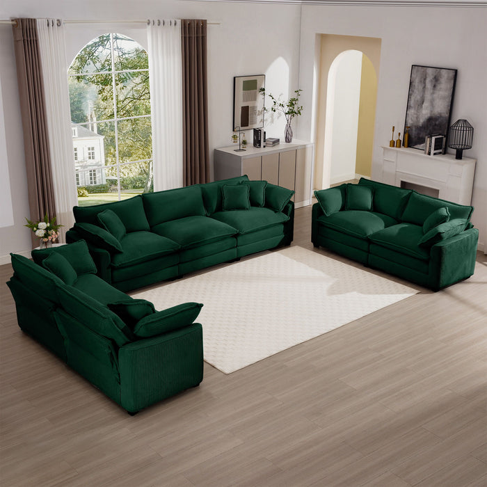 Elegant Corduroy Oversized Sectional Sofa Set With Deep Seats And Flexible Layout
