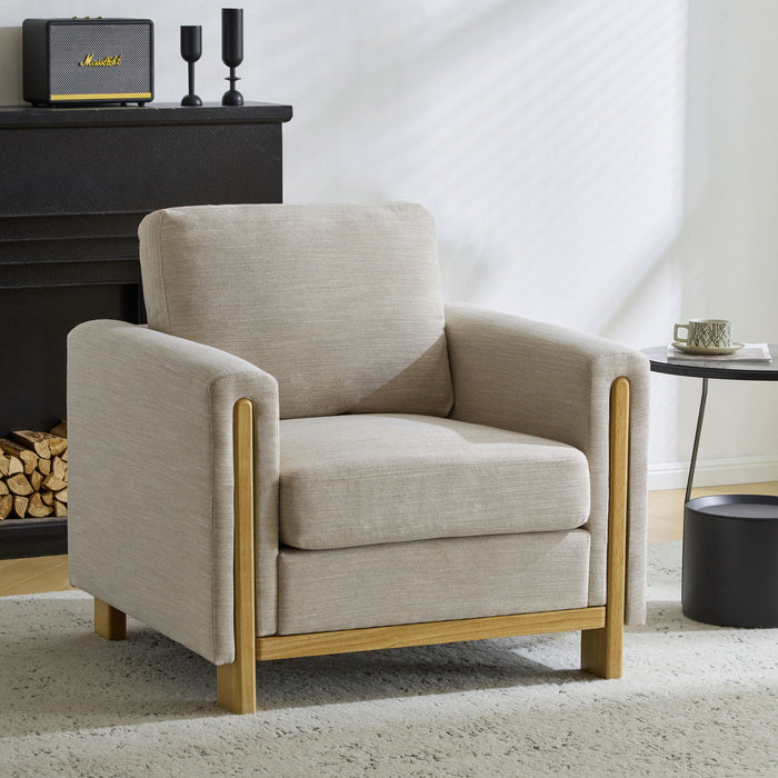 Harmonia - Classic Fabric Upholstered Armchair With Rubber Wood Frame
