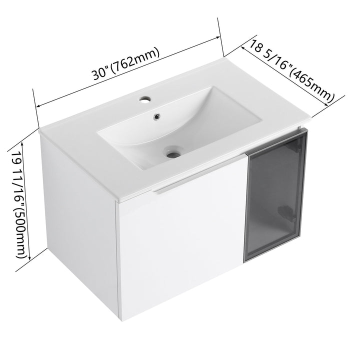 Wall Mounted Bathroom Vanity With Sink, 2 Soft Close Doors, Cabinet & Half Door Home Essentials