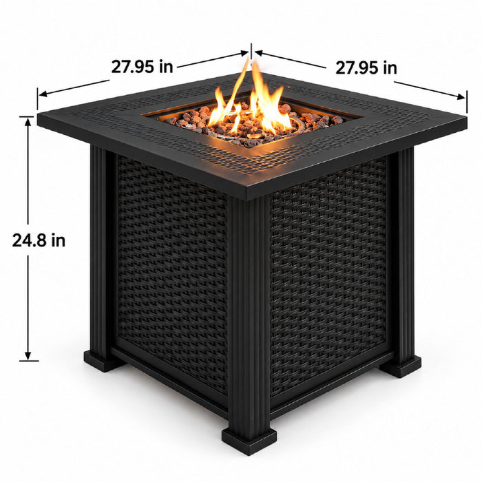 Outdoor Fire Pit Table With Lava Rocks, Propane Fire Pit - Black Daily Nest