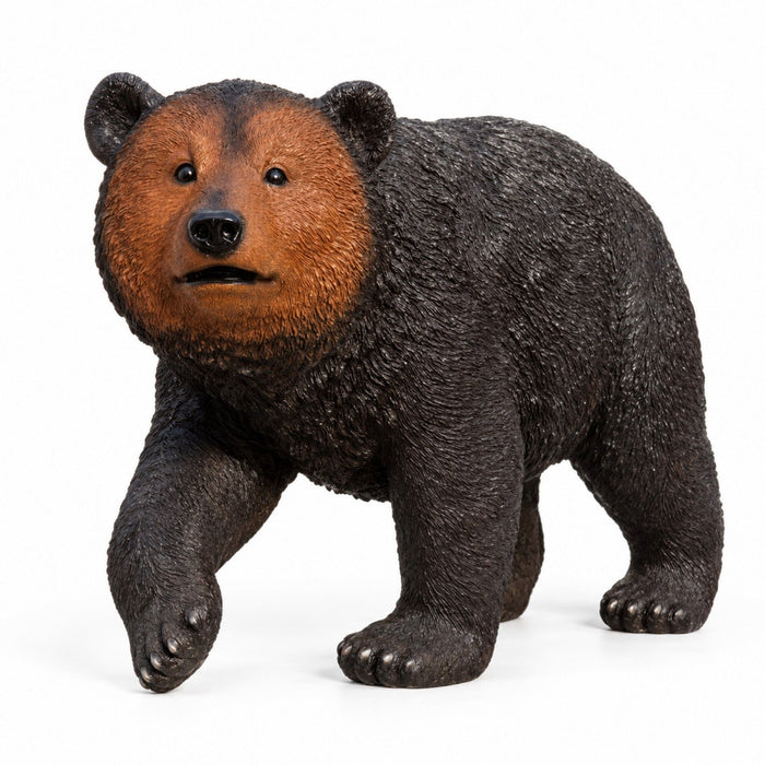 Bear Garden Statue, Walking Animal Sculpture With 2 Ground Stakes For Outdoor Decor - Black Daily Nest