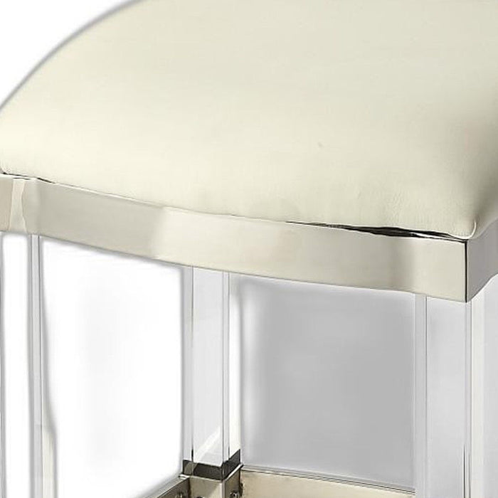 Backless Counter Height Bar Chair - White / Clear