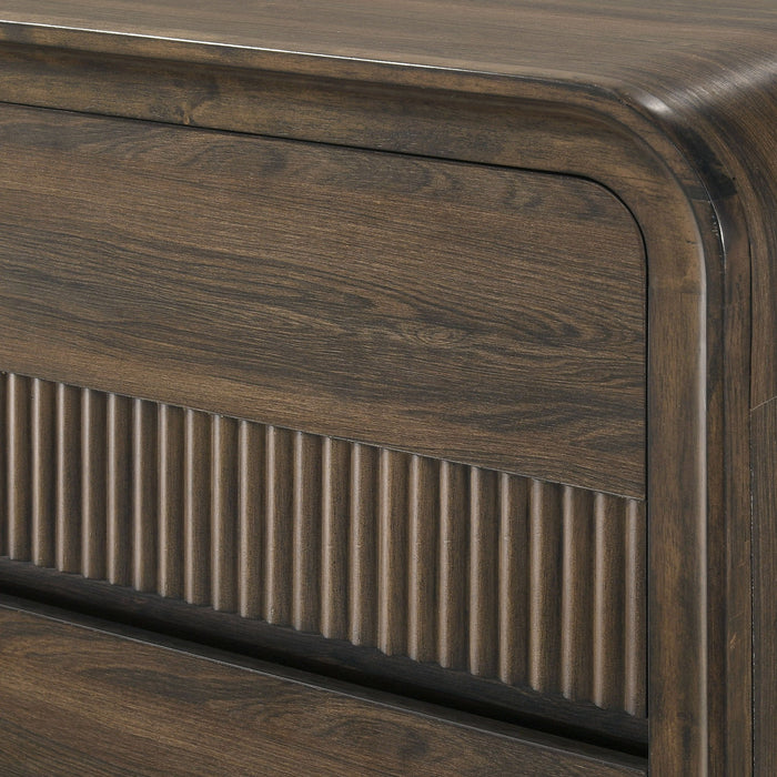 Flair Rounded Edges 1 Piece Chest, 5 Drawer Storage Bedroom Furniture - Brown