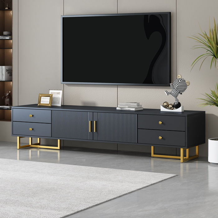 TV Media Console Table, TV Stand With Storage For Living Room - Black Hearth and Haven