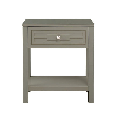 Dylan - Wooden End Side Table Nightstand With Glass Top And Drawer Lilola Home