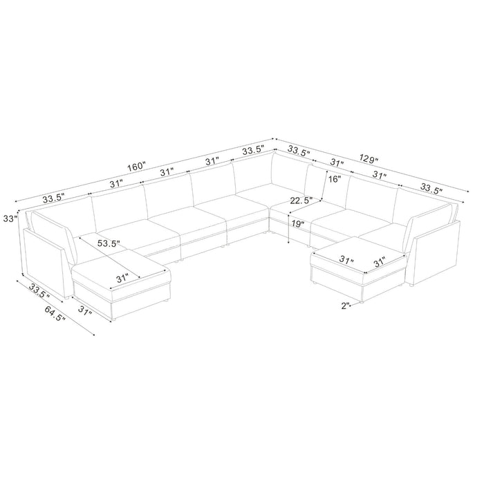 Modular Sectional With Custom Configuration Home Essentials