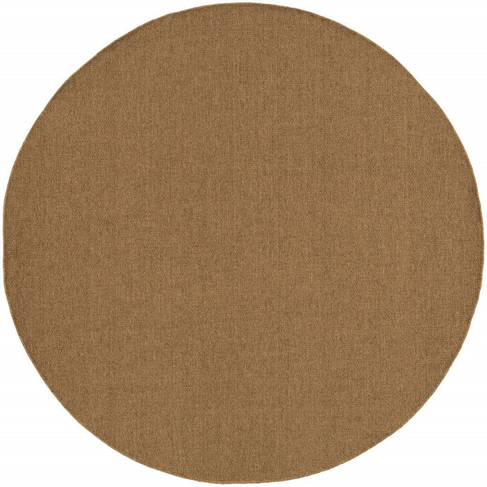 8' X 8' Round Stain Resistant Indoor & Outdoor Area Rug - Tan