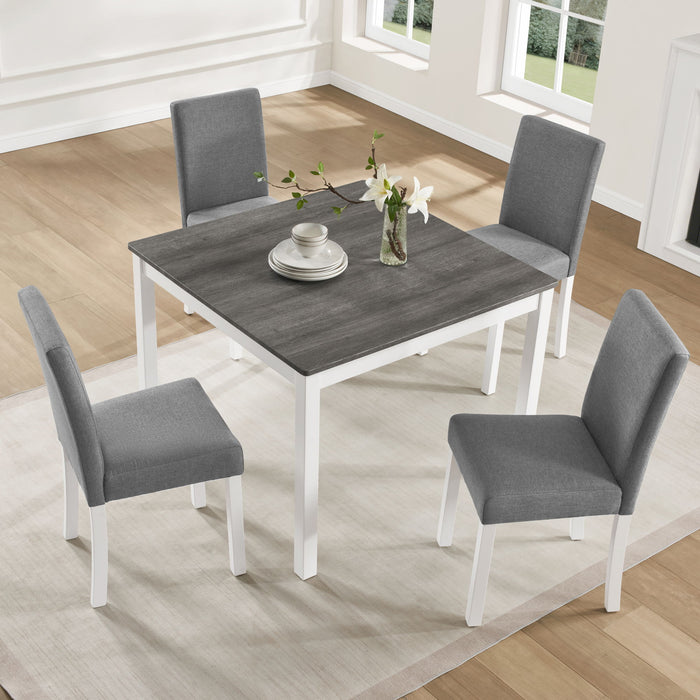 5 Piece Dining Table Set With 4 Chairs For Kitchen - Gray / White Home Essentials