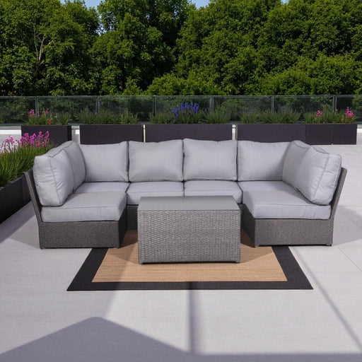 Outdoor Sectional Set With Cushions, Reversible Modular Design, Weather Resistant - Gray Mix LSI Patio Furniture