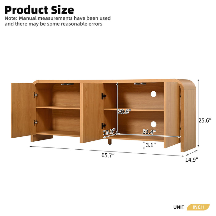 Curved Edge TV Stand With Large Cabinets Hearth and Haven