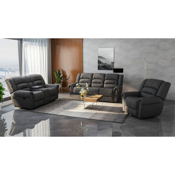 Reclining Sofa - Gray - Faux Leather Emerald Home