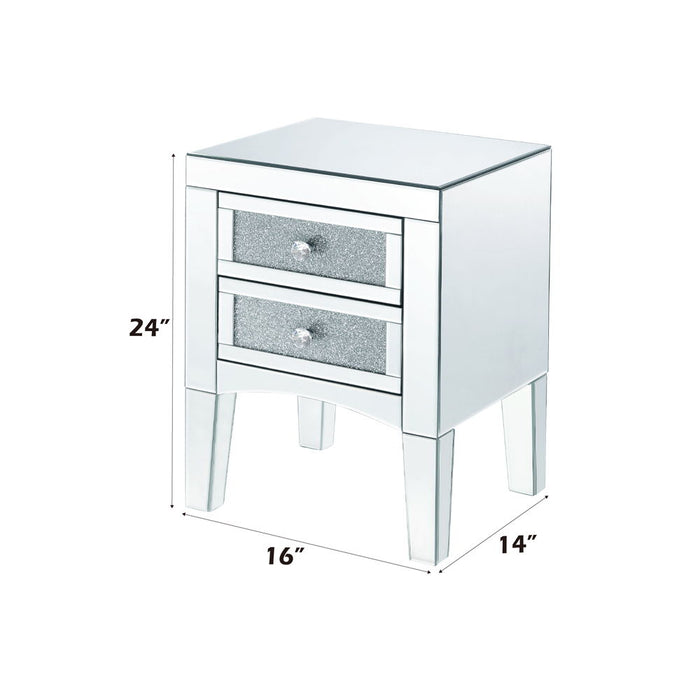 Noralie - 24" Accent Table - Mirrored, Faux Diamonds