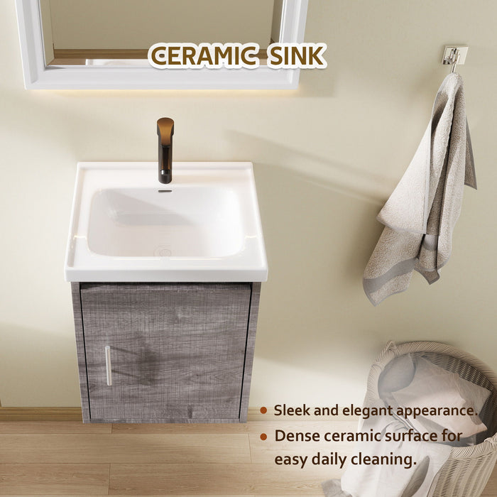 Floating Bathroom Vanity Combo, Wall Mounted Cabinet With Sink & Soft Close Doors For Small Bathrooms Home Essentials