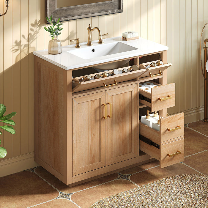 Bathroom Vanity & Sink, Soft Close Doors & Drawers - Wood Hearth and Haven