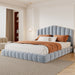 Queen Upholstered Bed Frame With Shell Shaped Headboard - Light Blue - Light Blue Hearth and Haven