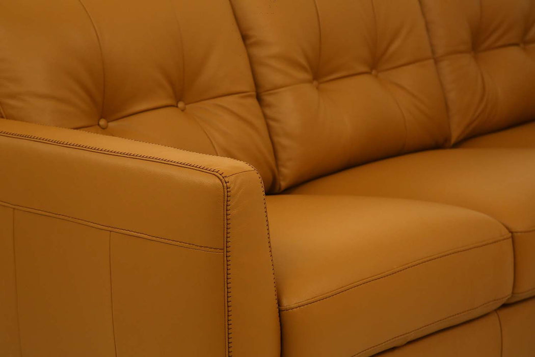 Leather Sofa With Black Legs - Orange