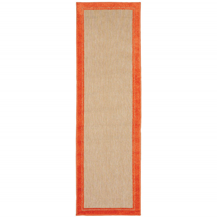 2' X 8' Stain Resistant Indoor / Outdoor Area Rug - Orange