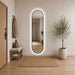 Capsule Shaped Dimmable LED Full Length Wall Mirror With Frame - Silver Daily Nest
