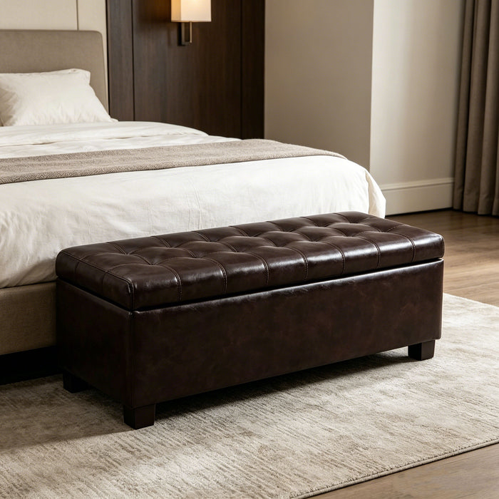 Elegant Tufted Storage Ottoman Bench Home Essentials