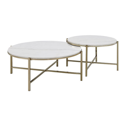 Zaidee - Nesting Table Set - Natural Marble Top & Nickel ACME