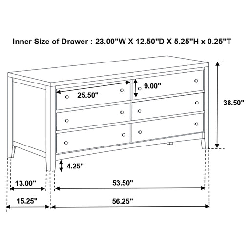 Wedgewood - 6 Drawers Dresser - Cappuccino Furniture Max