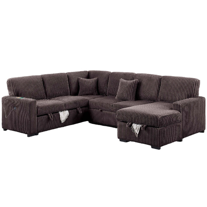 Convertible Sectional Upholstered Sleeper Sofa With Storage Chaise Home Essentials