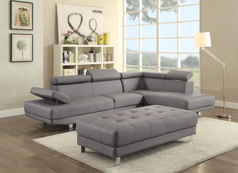 Glory Furniture Riveredge Sectional (2 Boxes), Gray - PU